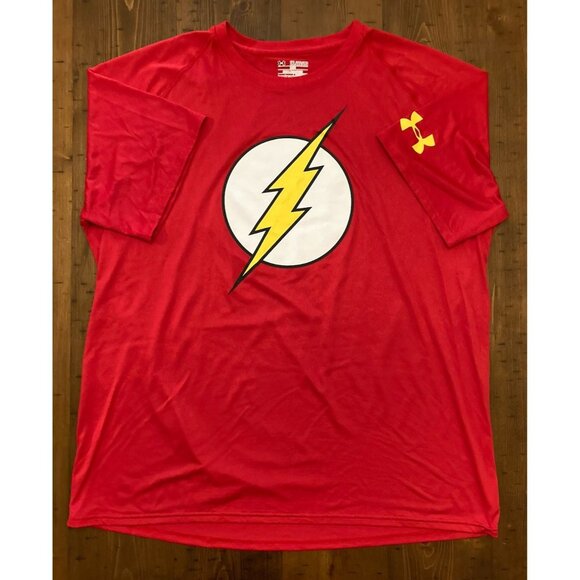 Under Armour Shirt Mens 2XL Red Flash Alter Ego Loose HeatGear DC Comics Gym - Picture 1 of 4